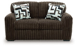 Midnight-Madness Chocolate Loveseat by Ashley at Eve Furniture