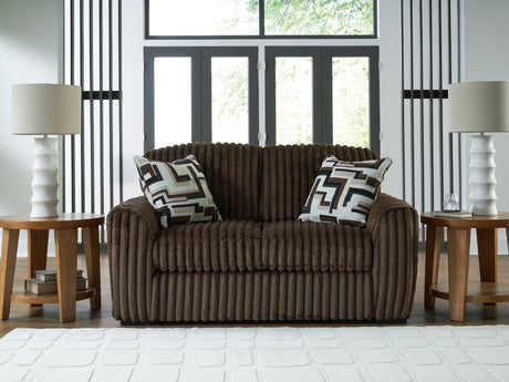 Midnight-Madness Chocolate Loveseat by Ashley at Eve Furniture