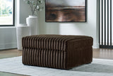 Midnight-Madness Chocolate Loveseat, Oversized Chaise and Ottoman by Ashley at Eve Furniture