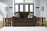 Midnight-Madness Chocolate Loveseat, Oversized Chaise and Ottoman by Ashley at Eve Furniture
