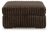 Midnight-Madness Chocolate Loveseat, Oversized Chaise and Ottoman by Ashley at Eve Furniture