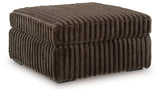 Midnight-Madness Chocolate Loveseat, Oversized Chaise and Ottoman by Ashley at Eve Furniture