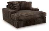 Midnight-Madness Chocolate Loveseat, Oversized Chaise and Ottoman by Ashley at Eve Furniture