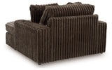 Midnight-Madness Chocolate Loveseat, Oversized Chaise and Ottoman by Ashley at Eve Furniture