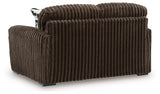 Midnight-Madness Chocolate Loveseat, Oversized Chaise and Ottoman by Ashley at Eve Furniture