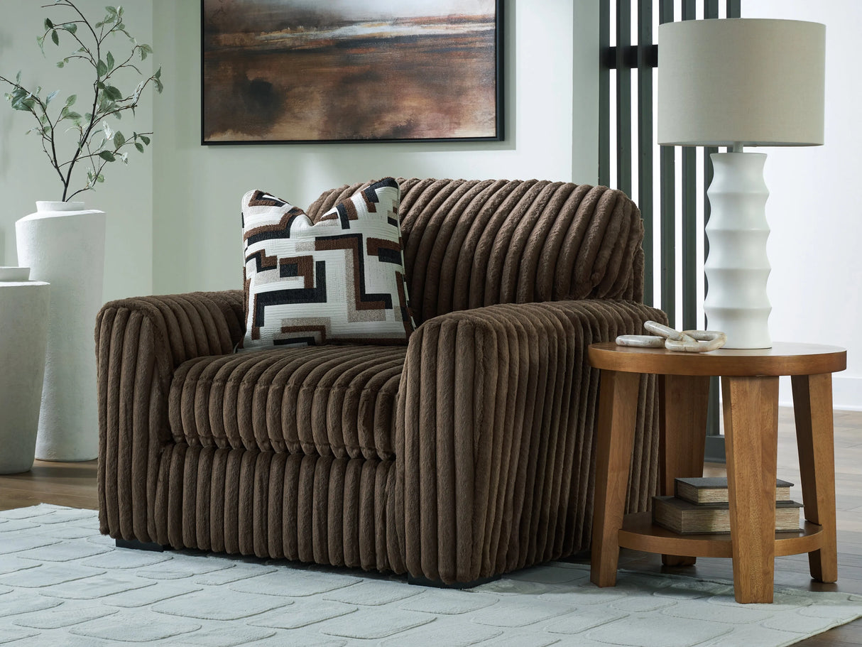 Midnight-Madness Chocolate Oversized Chair by Ashley at Eve Furniture