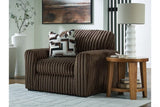 Midnight-Madness Chocolate Oversized Chair with Ottoman by Ashley at Eve Furniture