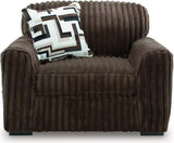 Midnight-Madness Chocolate Oversized Chair with Ottoman by Ashley at Eve Furniture