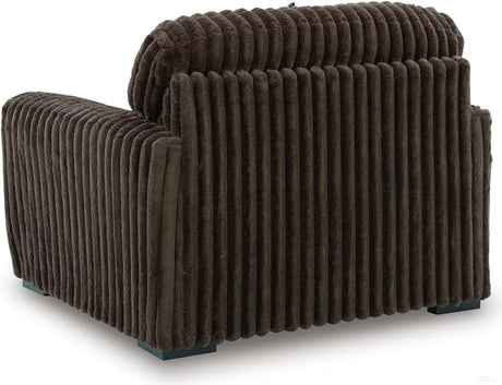 Midnight-Madness Chocolate Oversized Chair with Ottoman by Ashley at Eve Furniture