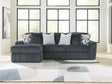 Midnight-Madness Gunmetal 2-Piece Sectional with LAF Chaise by Ashley at Eve Furniture