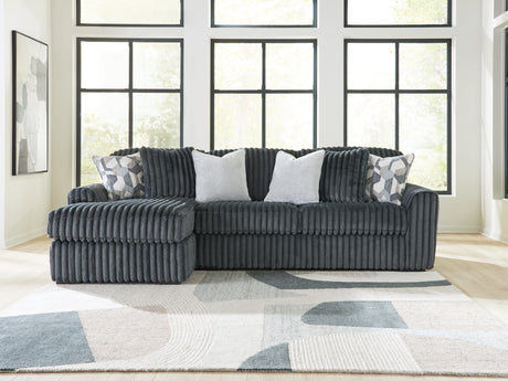 Midnight-Madness Gunmetal 2-Piece Sectional with LAF Chaise by Ashley at Eve Furniture