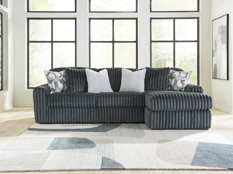 Midnight-Madness Gunmetal 2-Piece Sectional with RAF Chaise by Ashley at Eve Furniture