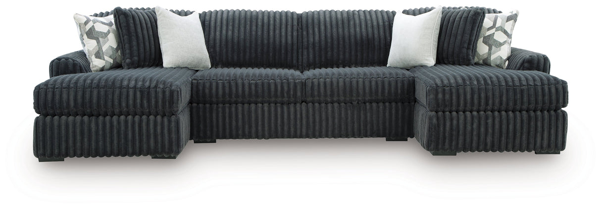 Midnight-Madness Gunmetal 3-Piece Double Chaise Sectional by Ashley at Eve Furniture