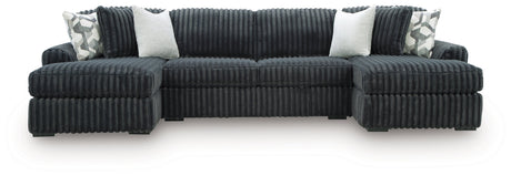 Midnight-Madness Gunmetal 3-Piece Double Chaise Sectional by Ashley at Eve Furniture