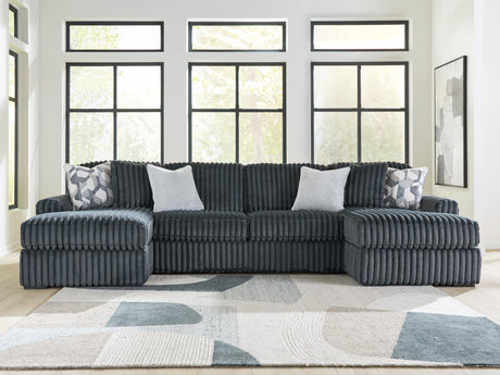 Midnight-Madness Gunmetal 3-Piece Double Chaise Sectional by Ashley at Eve Furniture