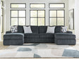 Midnight-Madness Gunmetal 3-Piece Double Chaise Sectional by Ashley at Eve Furniture