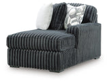 Midnight-Madness Gunmetal 3-Piece Sectional with RAF Chaise by Ashley at Eve Furniture