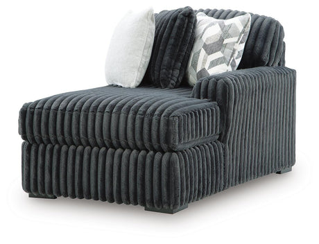 Midnight-Madness Gunmetal 3-Piece Sectional with RAF Chaise by Ashley at Eve Furniture