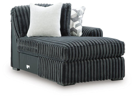 Midnight-Madness Gunmetal 3-Piece Sectional with RAF Chaise by Ashley at Eve Furniture