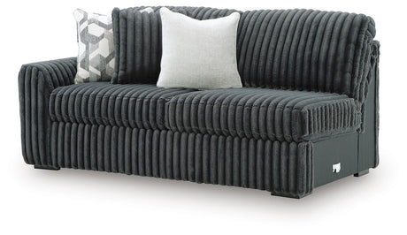 Midnight-Madness Gunmetal 3-Piece Sectional with RAF Chaise by Ashley at Eve Furniture