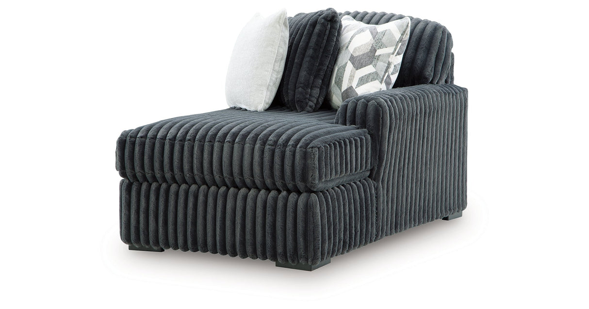 Midnight-Madness Gunmetal 3-Piece Sectional with RAF Chaise by Ashley at Eve Furniture