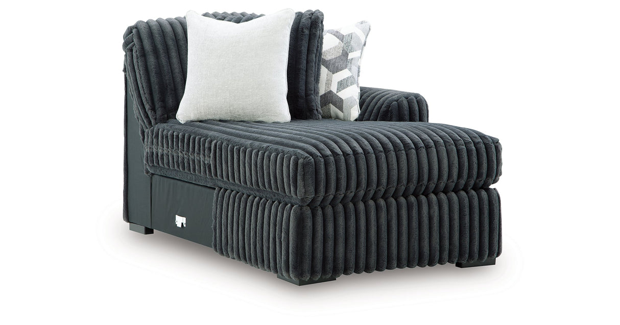 Midnight-Madness Gunmetal 3-Piece Sectional with RAF Chaise by Ashley at Eve Furniture