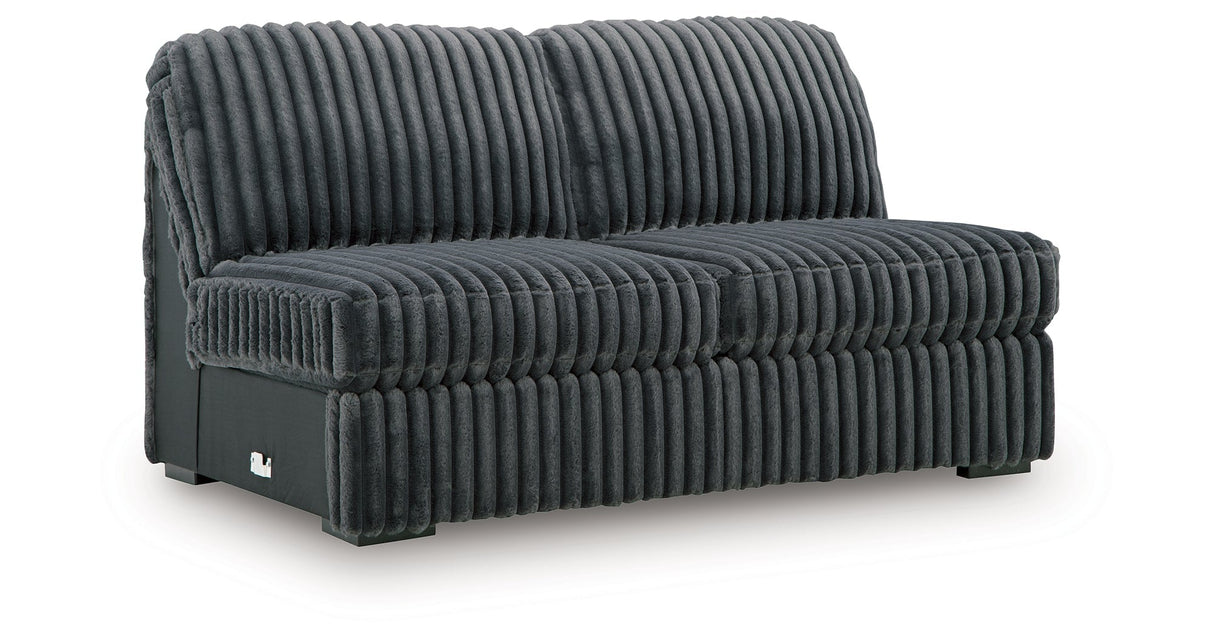 Midnight-Madness Gunmetal 3-Piece Sectional with RAF Chaise by Ashley at Eve Furniture