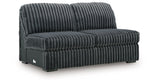 Midnight-Madness Gunmetal 3-Piece Sectional with RAF Chaise by Ashley at Eve Furniture