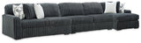 Midnight-Madness Gunmetal 3-Piece Sectional with RAF Chaise by Ashley at Eve Furniture