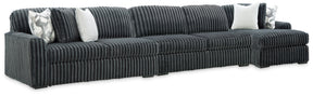 Midnight-Madness Gunmetal 3-Piece Sectional with RAF Chaise by Ashley at Eve Furniture