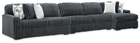 Midnight-Madness Gunmetal 3-Piece Sectional with RAF Chaise by Ashley at Eve Furniture