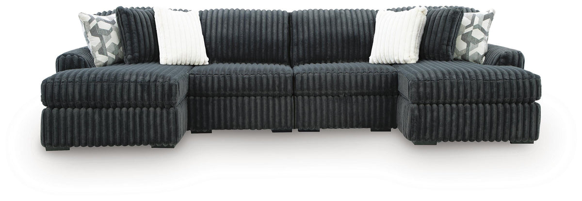Midnight-Madness Gunmetal 4-Piece Double Chaise Sectional by Ashley at Eve Furniture