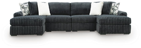 Midnight-Madness Gunmetal 4-Piece Double Chaise Sectional by Ashley at Eve Furniture