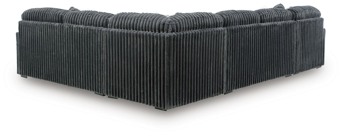 Midnight-Madness Gunmetal 4-Piece Sectional and Ottoman by Ashley at Eve Furniture