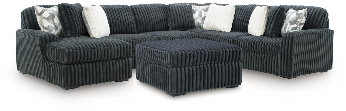 Midnight-Madness Gunmetal 4-Piece Sectional and Ottoman by Ashley at Eve Furniture