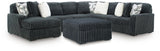 Midnight-Madness Gunmetal 4-Piece Sectional and Ottoman by Ashley at Eve Furniture