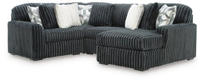 Midnight-Madness Gunmetal 4-Piece Sectional with Chaise by Ashley at Eve Furniture