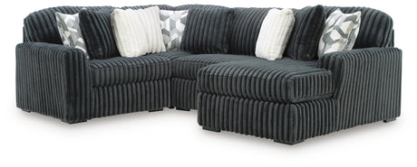 Midnight-Madness Gunmetal 4-Piece Sectional with Chaise by Ashley at Eve Furniture