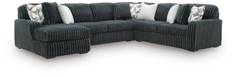 Midnight-Madness Gunmetal 4-Piece Sectional with LAF Chaise by Ashley at Eve Furniture