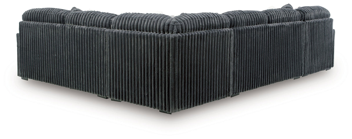 Midnight-Madness Gunmetal 4-Piece Sectional with LAF Chaise by Ashley at Eve Furniture