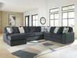 Midnight-Madness Gunmetal 4-Piece Sectional with LAF Chaise by Ashley at Eve Furniture