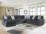 Midnight-Madness Gunmetal 4-Piece Sectional with LAF Chaise by Ashley at Eve Furniture