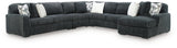 Midnight-Madness Gunmetal 5-Piece Sectional with Chaise by Ashley at Eve Furniture