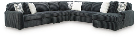 Midnight-Madness Gunmetal 5-Piece Sectional with Chaise by Ashley at Eve Furniture