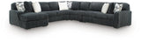 Midnight-Madness Gunmetal 5-Piece Sectional with Chaise by Ashley at Eve Furniture