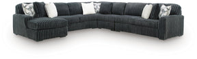 Midnight-Madness Gunmetal 5-Piece Sectional with Chaise by Ashley at Eve Furniture