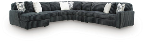 Midnight-Madness Gunmetal 5-Piece Sectional with Chaise by Ashley at Eve Furniture