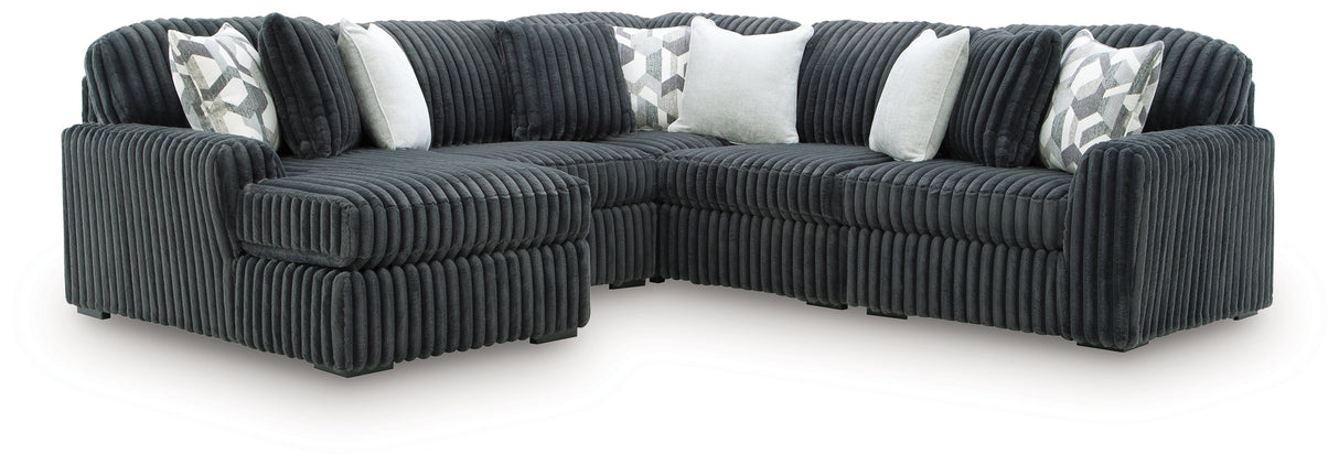Midnight-Madness Gunmetal 5-Piece Sectional with LAF Chaise by Ashley at Eve Furniture