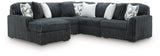 Midnight-Madness Gunmetal 5-Piece Sectional with LAF Chaise by Ashley at Eve Furniture