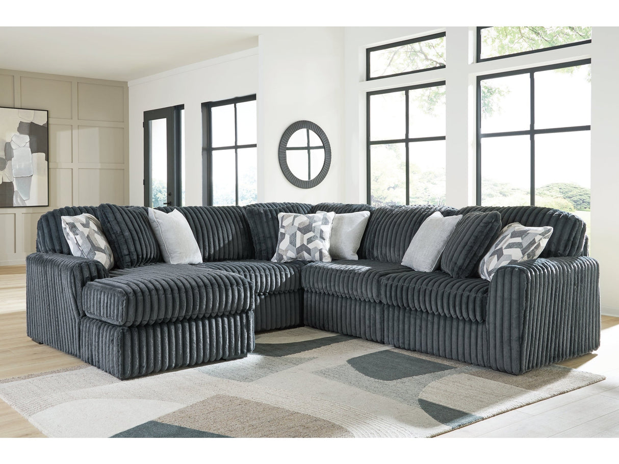 Midnight-Madness Gunmetal 5-Piece Sectional with LAF Chaise by Ashley at Eve Furniture